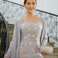 Neveah Sheath/Column Chiffon Applique Bateau 3/4 Sleeves Short/Mini Mother of the Bride Dresses DLP0020270