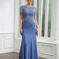 Sarahi Sheath/Column Chiffon Applique Bateau Short Sleeves Floor-Length Mother of the Bride Dresses DLP0020272