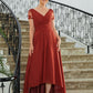 Lydia A-Line/Princess Chiffon Ruched V-neck Short Sleeves Asymmetrical Mother of the Bride Dresses DLP0020273