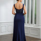 Naomi Sheath/Column Stretch Crepe Ruched V-neck Sleeveless Floor-Length Mother of the Bride Dresses DLP0020258