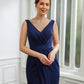 Naomi Sheath/Column Stretch Crepe Ruched V-neck Sleeveless Floor-Length Mother of the Bride Dresses DLP0020258