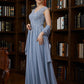 Sophie A-Line/Princess Chiffon Applique V-neck Sleeveless Floor-Length Mother of the Bride Dresses DLP0020259