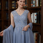 Sophie A-Line/Princess Chiffon Applique V-neck Sleeveless Floor-Length Mother of the Bride Dresses DLP0020259