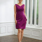 Kiara Sheath/Column Stretch Crepe Ruched V-neck Sleeveless Knee-Length Mother of the Bride Dresses DLP0020262