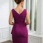 Kiara Sheath/Column Stretch Crepe Ruched V-neck Sleeveless Knee-Length Mother of the Bride Dresses DLP0020262