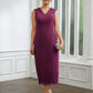 Arielle Sheath/Column Chiffon Applique V-neck Sleeveless Tea-Length Mother of the Bride Dresses DLP0020263