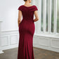 Gladys Sheath/Column Jersey Ruched V-neck Short Sleeves Floor-Length Mother of the Bride Dresses DLP0020252