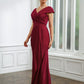 Gladys Sheath/Column Jersey Ruched V-neck Short Sleeves Floor-Length Mother of the Bride Dresses DLP0020252