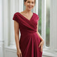 Gladys Sheath/Column Jersey Ruched V-neck Short Sleeves Floor-Length Mother of the Bride Dresses DLP0020252