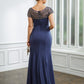 Anastasia Sheath/Column Chiffon Beading Bateau Short Sleeves Floor-Length Mother of the Bride Dresses DLP0020253