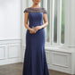 Anastasia Sheath/Column Chiffon Beading Bateau Short Sleeves Floor-Length Mother of the Bride Dresses DLP0020253