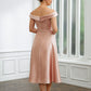 Ariel A-Line/Princess Satin Applique Off-the-Shoulder Sleeveless Tea-Length Mother of the Bride Dresses DLP0020255