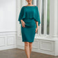 Aurora Sheath/Column Chiffon Ruched Bateau 3/4 Sleeves Knee-Length Mother of the Bride Dresses DLP0020247