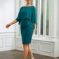 Aurora Sheath/Column Chiffon Ruched Bateau 3/4 Sleeves Knee-Length Mother of the Bride Dresses DLP0020247