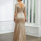 Kennedy Sheath/Column Sequins Ruched 1/2 Sleeves Sweep/Brush Train Mother of the Bride Dresses DLP0020248