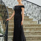 Amelia Sheath/Column Tulle Beading Off-the-Shoulder Sleeveless Floor-Length Mother of the Bride Dresses DLP0020249