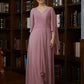 Mylie A-Line/Princess Chiffon Ruched V-neck 3/4 Sleeves Floor-Length Mother of the Bride Dresses DLP0020251