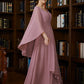 Mylie A-Line/Princess Chiffon Ruched V-neck 3/4 Sleeves Floor-Length Mother of the Bride Dresses DLP0020251