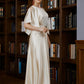 Lois A-Line/Princess Silk like Satin Ruched Scoop 1/2 Sleeves Ankle-Length Mother of the Bride Dresses DLP0020243