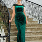 Ruby Sheath/Column Velvet Ruched V-neck Sleeveless Floor-Length Mother of the Bride Dresses DLP0020245