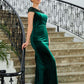 Ruby Sheath/Column Velvet Ruched V-neck Sleeveless Floor-Length Mother of the Bride Dresses DLP0020245