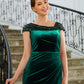 Ruby Sheath/Column Velvet Ruched V-neck Sleeveless Floor-Length Mother of the Bride Dresses DLP0020245