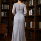 Lauryn Sheath/Column 30D Chiffon Beading V-neck 3/4 Sleeves Floor-Length Mother of the Bride Dresses DLP0020247