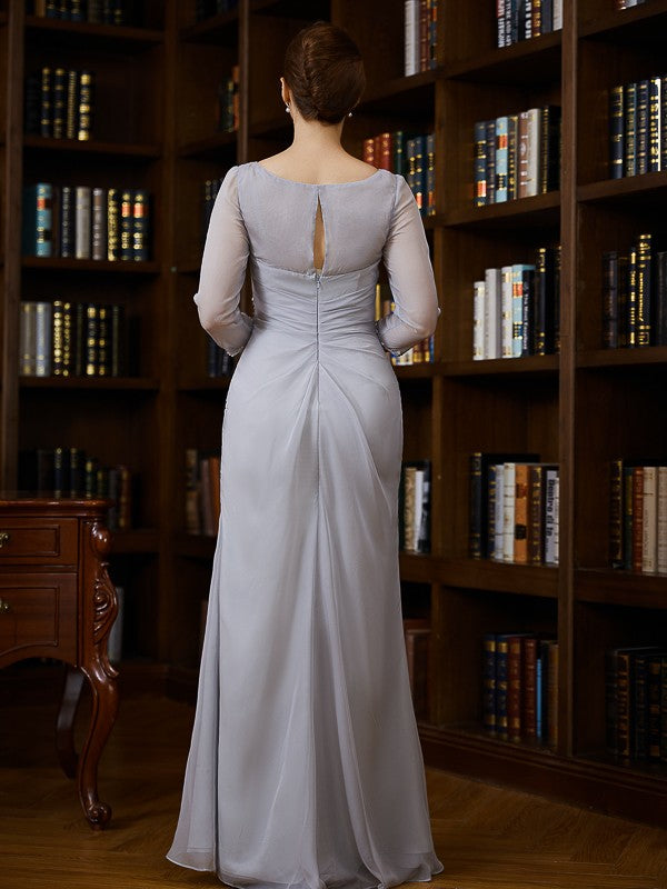 Lauryn Sheath/Column 30D Chiffon Beading V-neck 3/4 Sleeves Floor-Length Mother of the Bride Dresses DLP0020247