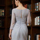 Lauryn Sheath/Column 30D Chiffon Beading V-neck 3/4 Sleeves Floor-Length Mother of the Bride Dresses DLP0020247