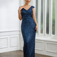 Violet Sheath/Column Ruched V-neck Sleeveless Floor-Length Mother of the Bride Dresses DLP0020240