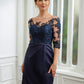 Abbigail Sheath/Column Satin Applique Bateau 1/2 Sleeves Sweep/Brush Train Mother of the Bride Dresses DLP0020243