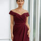 Lillian Sheath/Column Stretch Crepe Ruched Off-the-Shoulder Sleeveless Floor-Length Mother of the Bride Dresses DLP0020245