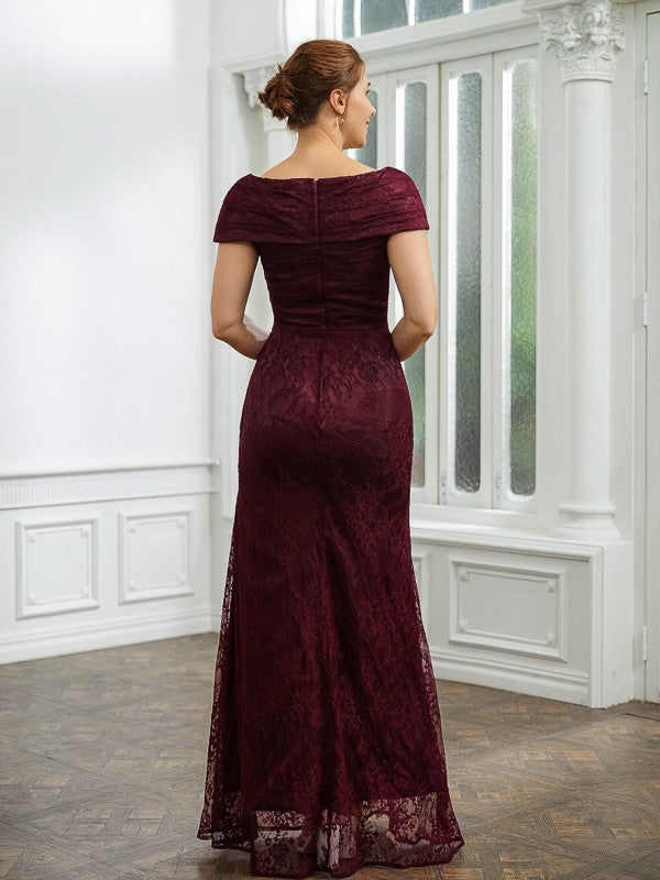 Jessie Sheath/Column Lace Ruched V-neck Short Sleeves Floor-Length Mother of the Bride Dresses DLP0020246