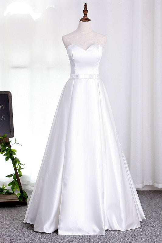 2024 Satin Wedding Dresses Sweetheart A Line With Sash