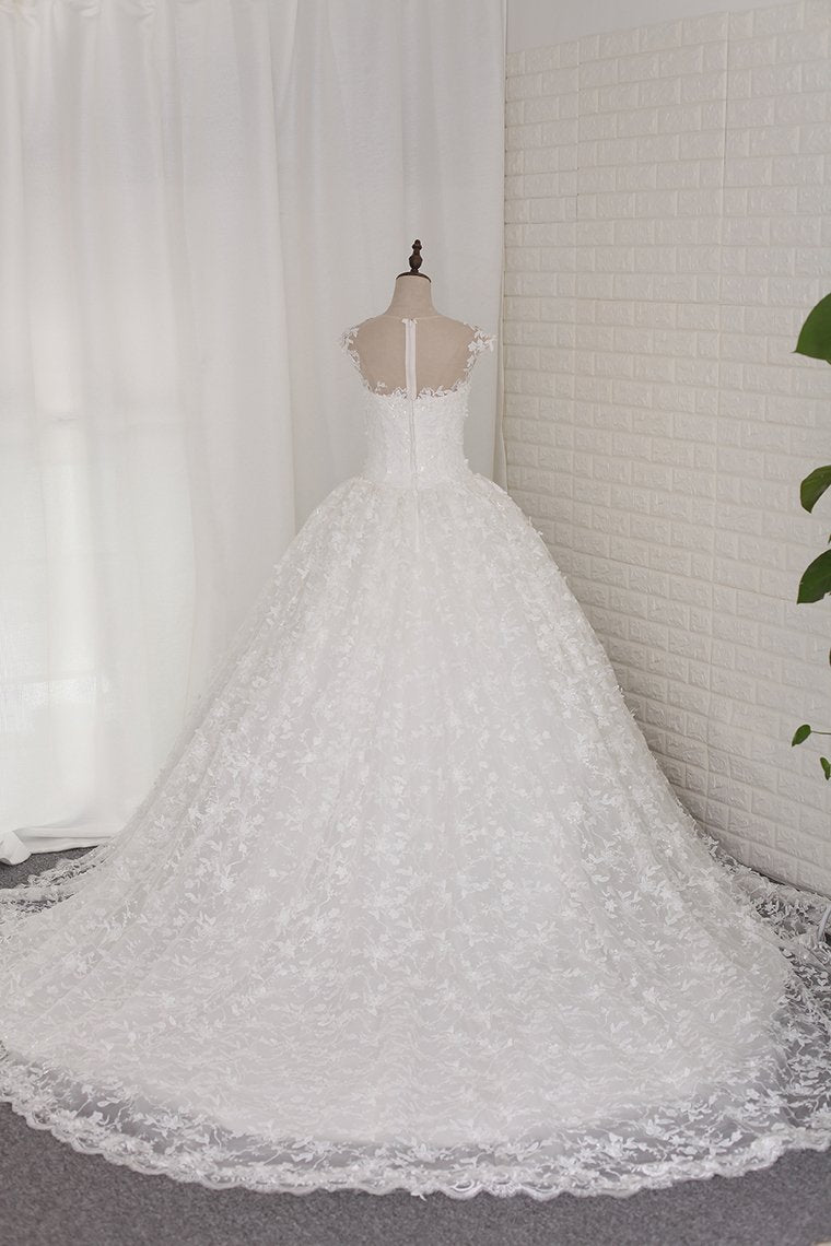 Wedding Dresses Ball Gown Off-The-Shoulder Lace Cathedral Train