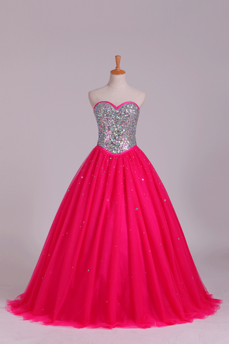 Quinceanera Dresses Sweetheart Ball Gown Floor-Length Beaded Bodice