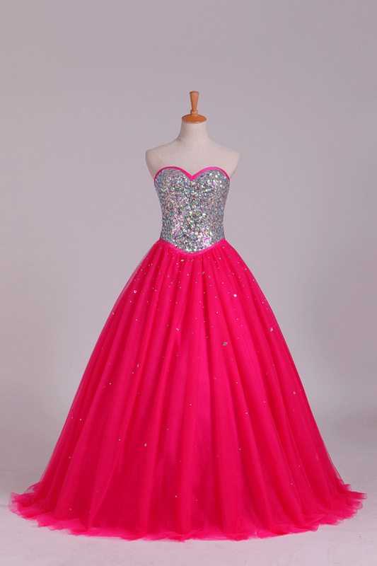 2024 Quinceanera Dresses Sweetheart Ball Gown Floor-Length Beaded Bodice