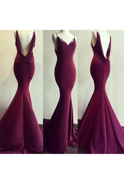 2024 Spandex Spaghetti Straps Evening Dresses Mermaid Open Back