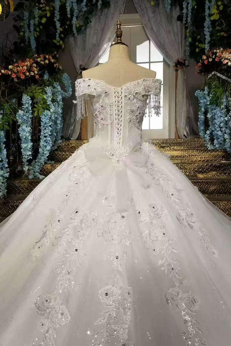 High Quality Wedding Dresses Low Price Lace Up With Beadings And Appliques