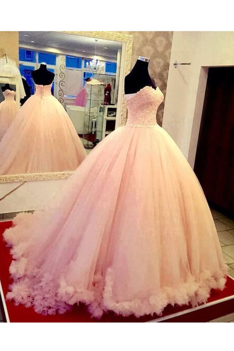 Quinceanera Dresses Sweetheart Tulle With Applique Ball Gown