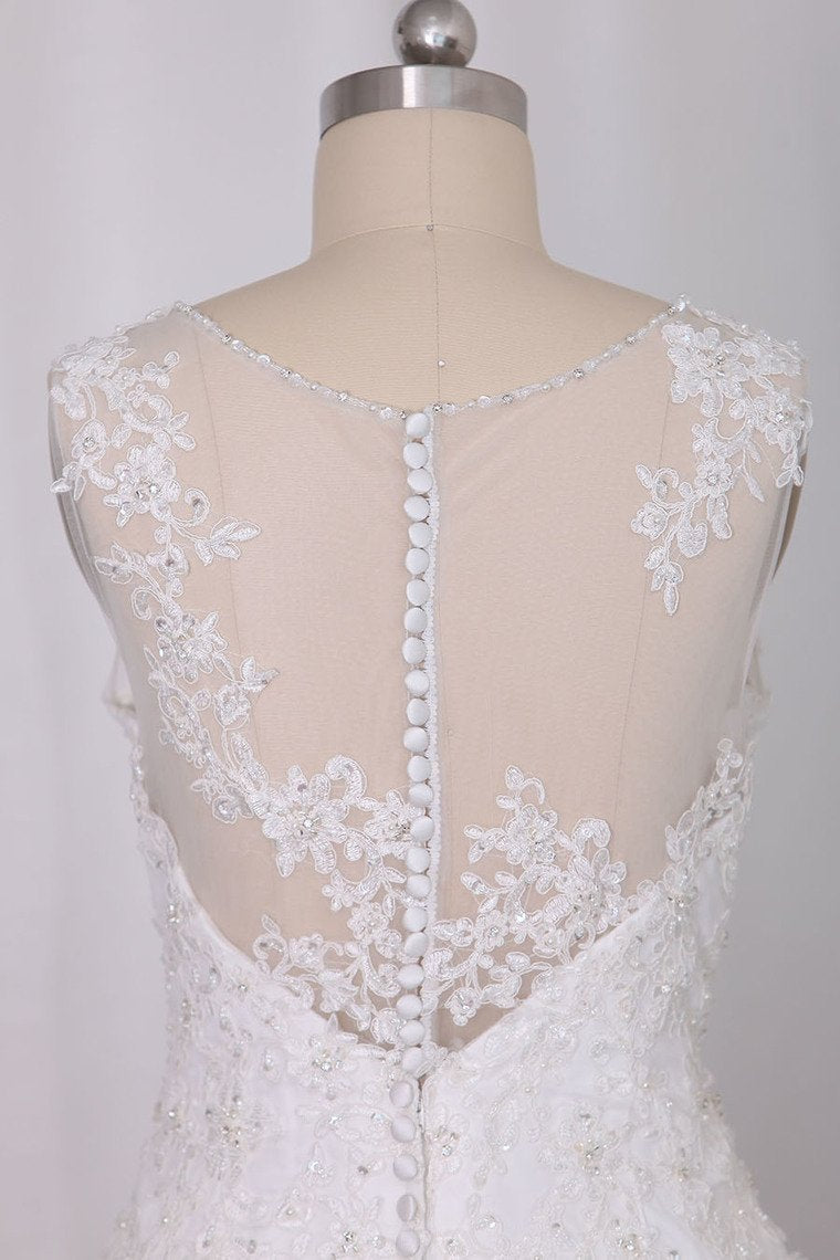 2024 Wedding Dresses Scoop A Line With Beads And Applique