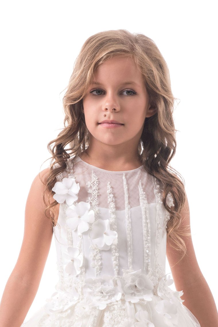 2024 Flower Girl Dresses A Line Scoop Tulle With Beads And Handmade Flowers