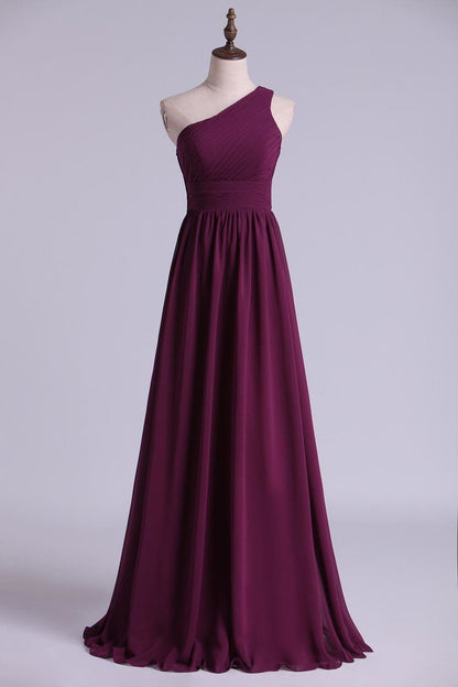 2024 Bridesmaid Dresses A Line One Shoulder Floor Length With Ruffle