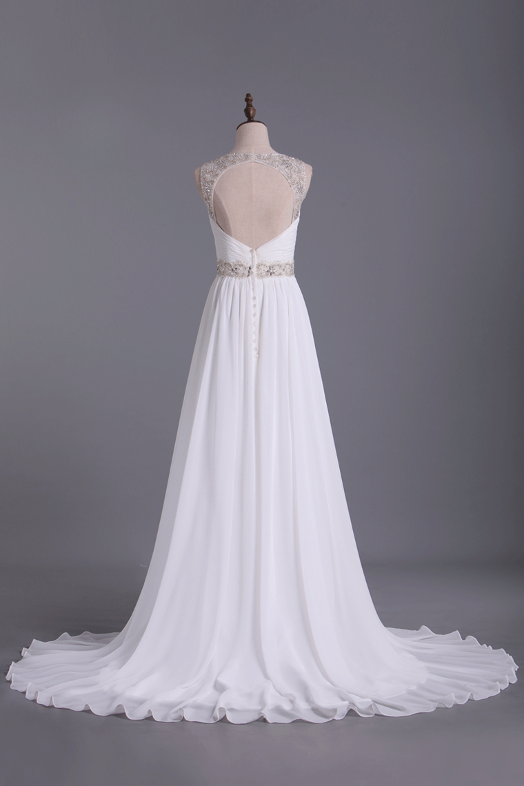 2024 Wedding Dresses Straps Court Train With Ruffles & Beads