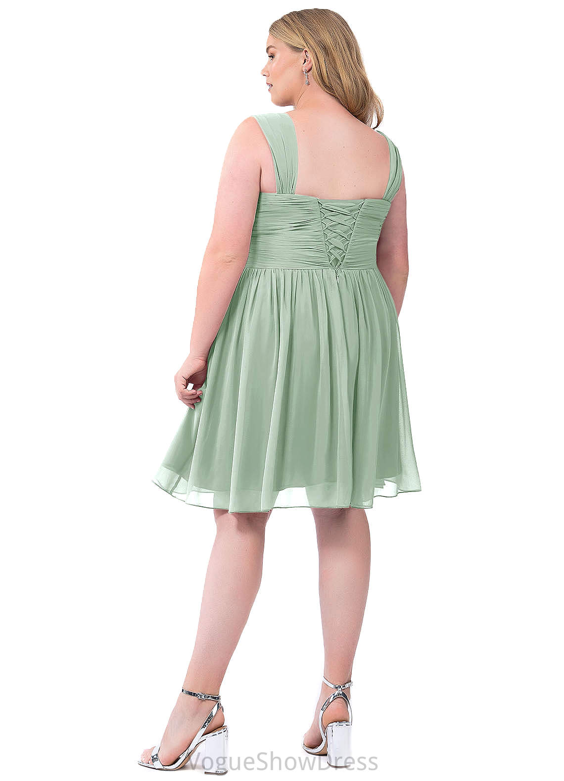 Summer Natural Waist Tea Length V-Neck Sleeveless A-Line/Princess Bridesmaid Dresses