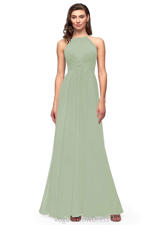 Victoria Natural Waist Spaghetti Staps A-Line/Princess Sleeveless Floor Length Bridesmaid Dresses