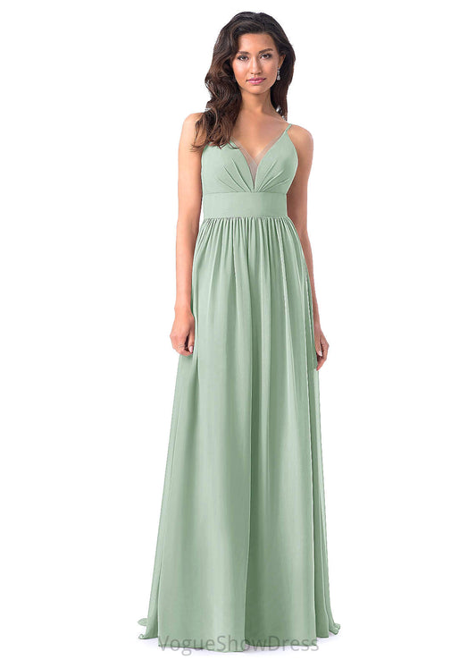 Ursula V-Neck Natural Waist A-Line/Princess Sleeveless Floor Length Bridesmaid Dresses