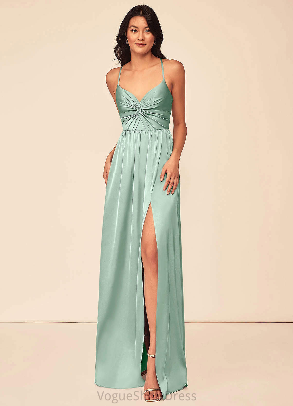 Alma Sweep-Brush Train Trumpet/Mermaid Spandex V-Neck Sleeveless Natural Waist Bridesmaid Dresses