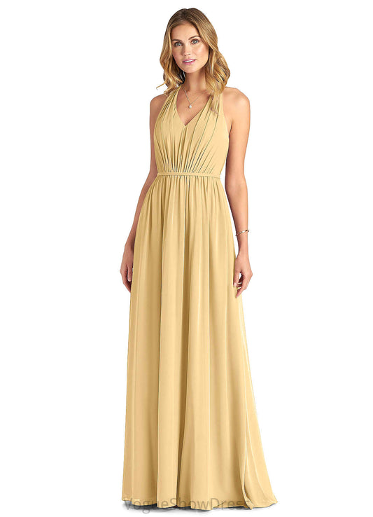 Tina Floor Length Natural Waist Sleeveless Spaghetti Staps A-Line/Princess Bridesmaid Dresses