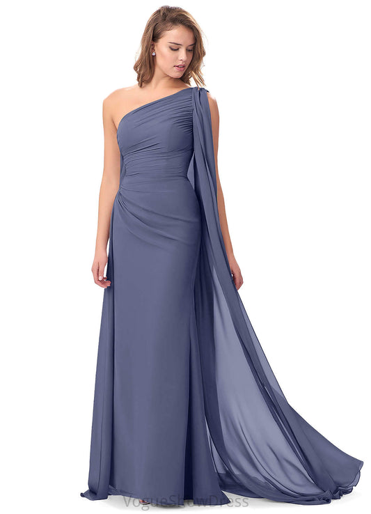 Shyanne V-Neck Trumpet/Mermaid Natural Waist Spandex Sleeveless Sweep-Brush Train Bridesmaid Dresses